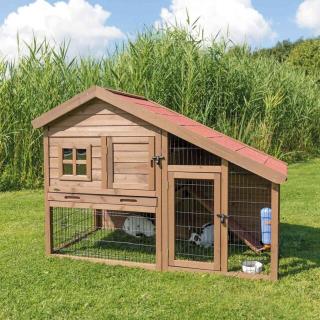 Cusca De Exterior Pentru Rozatoare, Cu Spatiu De Joaca, Lemn, 151x107x80 cm, Maro, 62335t