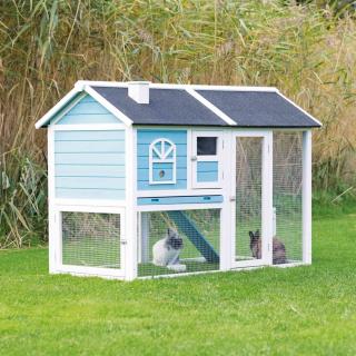 Cusca De Exterior Pentru Rozatoare, Lemn, 156x110x 80 cm, Albastru Alb, 62328t