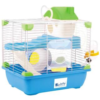 Cusca pentru rozatoare etajat cu accesorii, 29 x 22 x 30 cm Albastru, K815