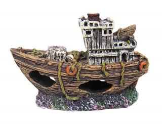 Decor Pentru Acvariu, Nava Naufragiata, 8.5x3.5x5.5 cm, R101