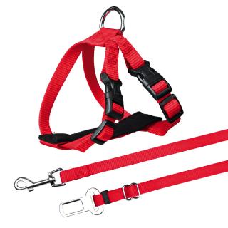 Ham Si Centura Auto Pentru Pisici, 20-50 cm 15 mm, Rosu, 1294