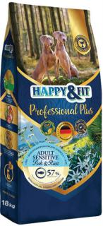 Happy  Fit Professional Plus Adult Sensitive Peste si Orez 18 kg