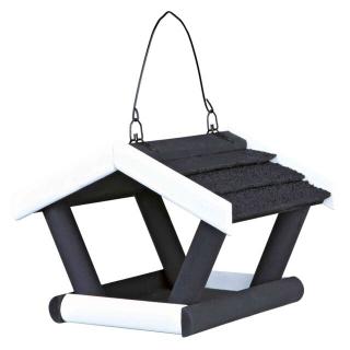 Hranitor Exterior, Suspendat, Tip Casuta, Lemn, 17x19x14 cm, Negru Alb, 55803