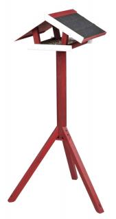 Hranitor Exterior, Tip Casuta Cu Suport, Lemn, 46x22x44 cm 1.15 m, Rosu Alb, 55806