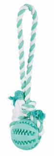Jucarie Pentru Caini, Denta Fun, Minge De Cauciuc Pe Sfoara, Aroma Menta, 7 24 cm, 3299