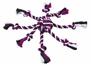 Jucarie Pentru Caini, Sfoara Cu Minge Tesuta, 7 cm, Lime Roz, 32650t