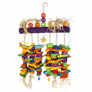 Jucarie Pentru Pasari, Colorata Cu Cuburi De Lemn, 66x42cm, L11576