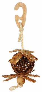 Jucarie Pentru Pasari, Minge De Rachita Cu Sfoara De Sisal, 5.5x15 cm, 58965t