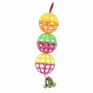 Jucarie Pentru Pasari, Mingi Cu Clopotel, Plastic, 15 cm, L10037