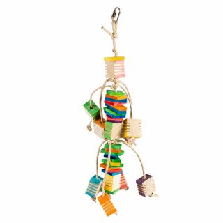 Jucarie Pentru Pasari, Pandativ Din Lemn Si Hartie, Multicolor,15x15x53cm, L14891