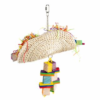 Jucarie Pentru Pasari, Taco De Porumb Cu Cuburi De Lemn, Multicolor, M: 36x19x40cm, L14893