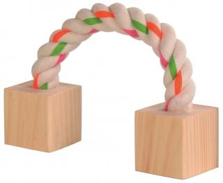 Jucarie Pentru Rozatoare, Sfoara Cu Cuburi De Lemn, 20 cm, 6186t