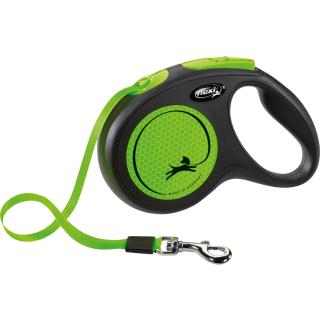 Lesa Flexi Neon, Banda, S: 5 m 15 kg, Verde Neon, 209314