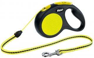 Lesa Flexi Neon, Snur, S: 5 m 12 kg, Negru Galben Neon, 20911