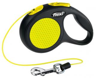 Lesa Flexi Neon, Snur, XS: 3 m 8 kg, Negru Galben Neon, 20910