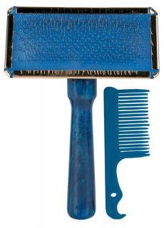 Perie Soft Cu Pieptene De Curatat, Maner Lemn, 9x13 cm, 2354