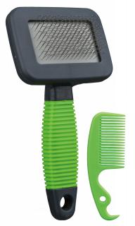 Perie Soft Pentru Rozatoare, Cu Pieptene De Curatat, 7x13 cm, Gri Verde, 6288