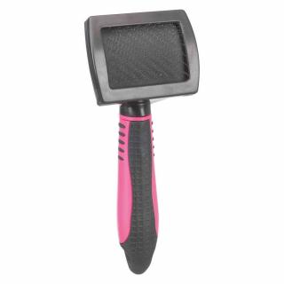Perie Tesala Soft, Maner Plastic Peri Metalici, 7x16 cm, Roz Negru, 23126