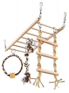 Pod Suspendat Pentru Rozatoare, Cu Jucarii, Lemn, 35x15x15 cm, 6905t