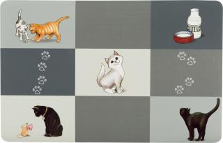 Servet Patchwork Cat Pentru Castron, Pisici, Plastic 44 x 28cm, Gri, 24579