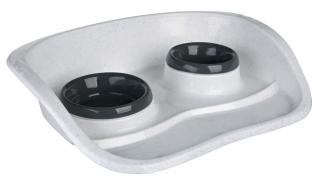 Set 2 Castroane Cu Suport, Plastic, 0.25 l  9 cm  0.3 l  11 cm 46x11x30 cm, Diferite Culori, 24721