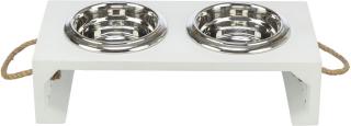 Set 2 Castroane Inox Cu Suport Lemn MDF, Be Nordic, 2x0.9 l 17 cm 44x21x14 cm, Alb, 24836