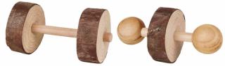 Set Jucarii Pentru Rozatoare, 2 Gantere, Lemn, 4.5x9 cm, 6195t