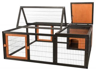 Tarc Exterior Cu Capac Pentru Rozatoare, 150x53x150 cm, Negru Maro, 62286