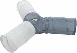 Tunel De Joaca Pentru Pisici, Cu 4 Intrari, Nailon, 3 22x50 cm, Gri Inchis  Gri Deschis, 4305