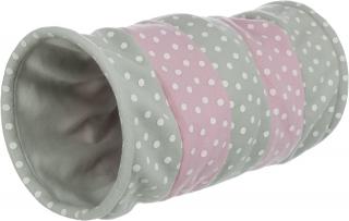 Tunel De Joaca Pentru Pisici, Cu Folie Fosnitoare, Fleece, 25x50 cm, Gri Roz, 4291