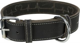 Zgarda Piele Rustic Heartbeat, L-XL: 55-56 cm 40 mm, Negru, 18987