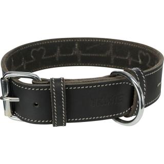 Zgarda Piele Rustic Heartbeat, S-M: 34-40 cm   30 mm, Negru, 18984