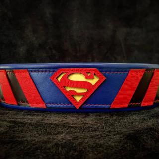 Zgarda Superman, Piele Naturala, M L XL, pentru Cane Corso, Labrador, Amstaff etc