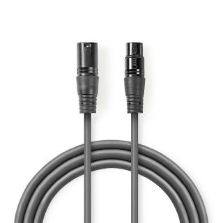 Cablu digital DMX XLR 3-pini tata - XLR 3-pini mama, 3m, gri, Nedis