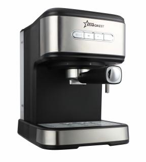 Espressor STARCREST SEM-850SLBK, 850W, 20 bar, rezervor detasabil 1.5L, dispozitiv spumare, filtru dublu din inox, Negru Inox