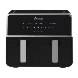 Friteuza cu aer cald STARCREST SFR-9200BK, 1800 W, Cos Dublu, 9 litri, Termostat 80 - 200   C, 8 programe predefinite, Negru