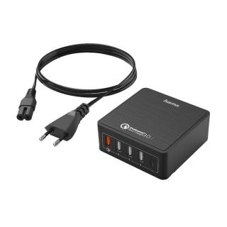 Incarcator retea Hama Quick Charge 3.0 00173627, 4xUSB, 1xUSB Type C, 1.2m, Black