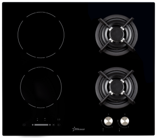 Plita incorporabila STARCREST SIH-GT8044, Mixta, 2 zone gaz, 2 zone Inductie, Aprindere electrica, Sticla neagra