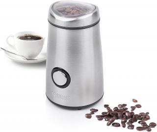 Rasnita de cafea Princess 242196, inox, 150W, 50g, lame din otel inoxidabil, capac transparent, Inox