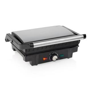 RESIGILAT - Gratar electric Tristar GR-9165PR, 1600W, deschidere la 180  , termostat reglabil, tavita colectare grasime, maner CoolTouch, Argintiu   Negru