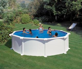 Set piscina prefabricata ATLANTIS rotunda cu pereti metalici albi ф460 х h 132cm