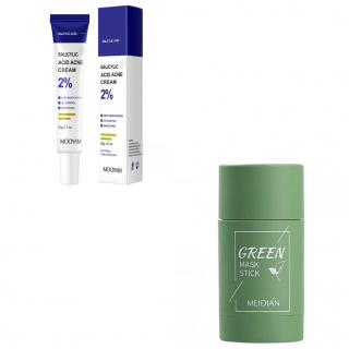 Pachet Adio Cosuri Masca cu ceai verde si argila + Crema cu acid salicilic 2%