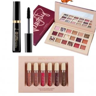 Pachet set make-up complet Rimel 4D + Paleta fard Nude + Set 6 Rujuri mate Handaiyan