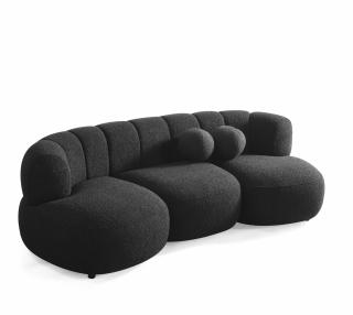 Canapea, 3 locuri, material textil boucle negru - DESIRE