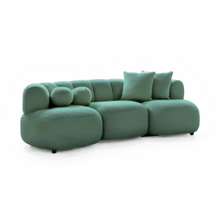 Canapea, 3 locuri, textil boucle verde menta - DESIRE