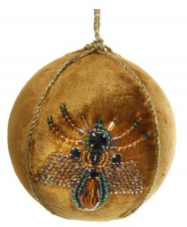 Glob minge de catifea aurie cu broderie, 9,5 cm