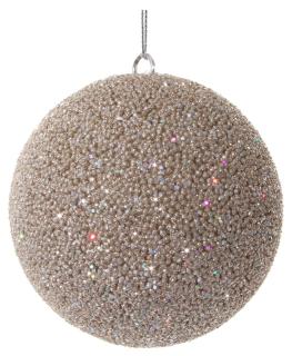 Glob minge de margele cu sclipici, sampanie, 10 cm