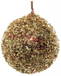 Glob minge de sticla cu paiete, auriu, 10 cm