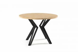 Masa extensibila cu cadru metalic negru si blat cu aspect de stejar - RANDI 100
