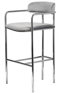 Scaun de bar cu structura metalica argintie, tapitat - LENOX